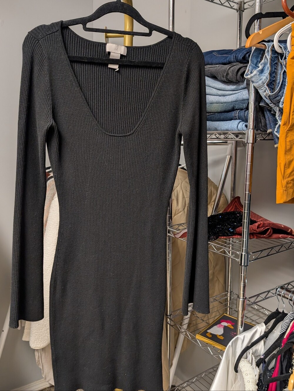 H&M bodycon long sleeve mini dress med